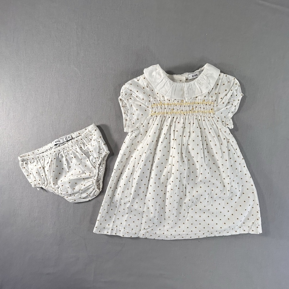Knot Toddler White‎ Sunflower Dress With Bloomers 9 Month Easter Spring Summer